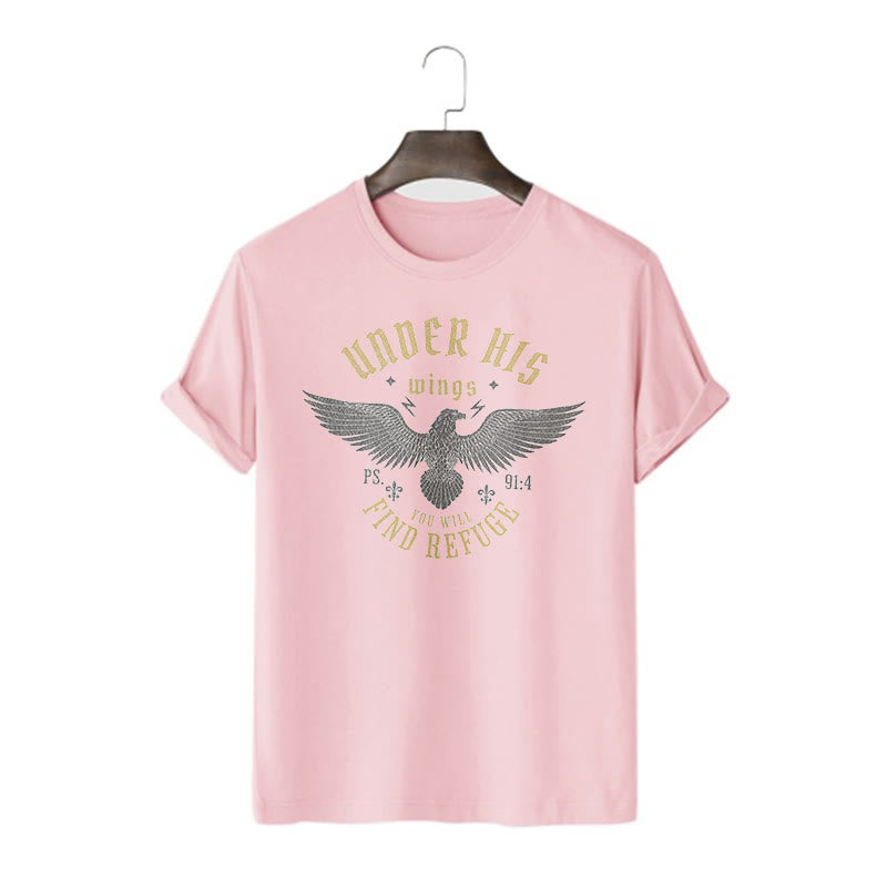Christiandiscipleshop Modern Style Under His Wings You Will Find Refuge Short Sleeve Washed T-shirt