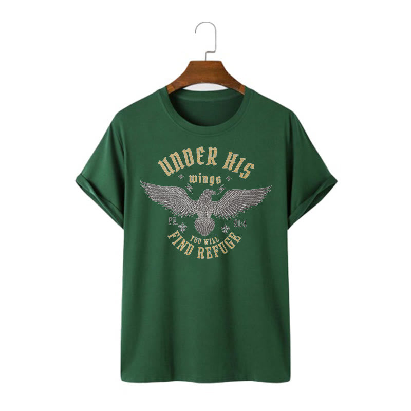 Christiandiscipleshop Modern Style Under His Wings You Will Find Refuge Short Sleeve Washed T-shirt