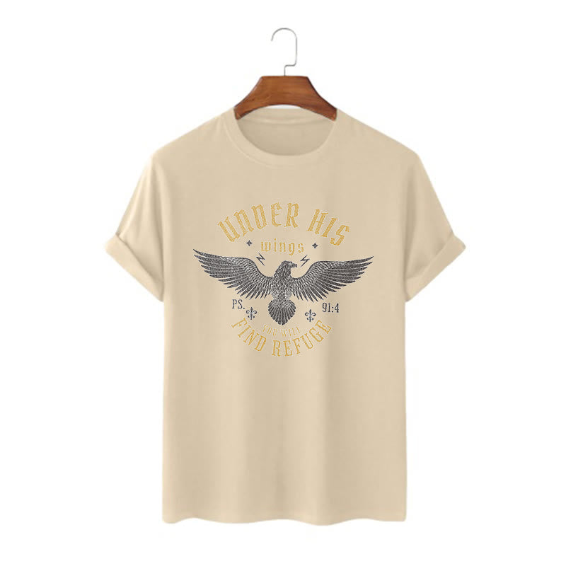 Christiandiscipleshop Modern Style Under His Wings You Will Find Refuge Short Sleeve Washed T-shirt