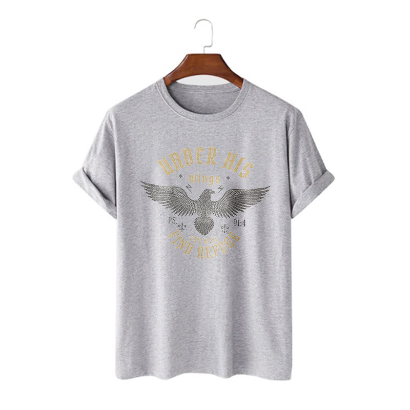 Christiandiscipleshop Modern Style Under His Wings You Will Find Refuge Short Sleeve Washed T-shirt