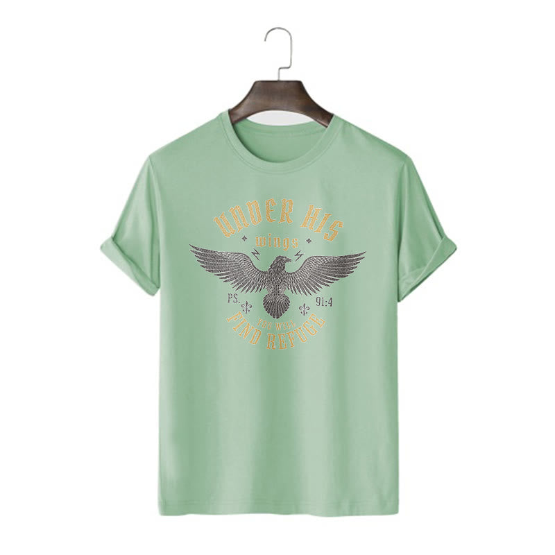 Christiandiscipleshop Modern Style Under His Wings You Will Find Refuge Short Sleeve Washed T-shirt