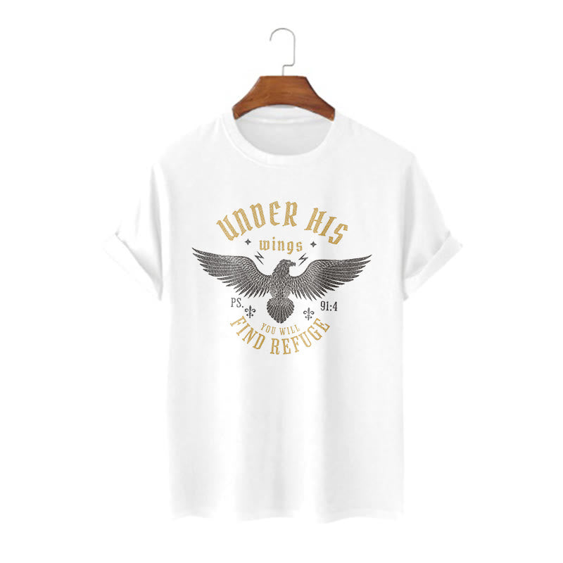 Christiandiscipleshop Modern Style Under His Wings You Will Find Refuge Short Sleeve Washed T-shirt