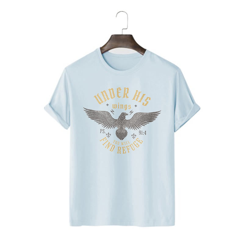 Christiandiscipleshop Modern Style Under His Wings You Will Find Refuge Short Sleeve Washed T-shirt