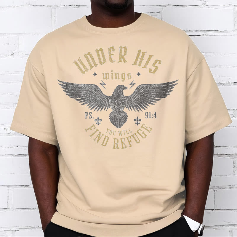 Christiandiscipleshop Modern Style Under His Wings You Will Find Refuge Short Sleeve Washed T-shirt