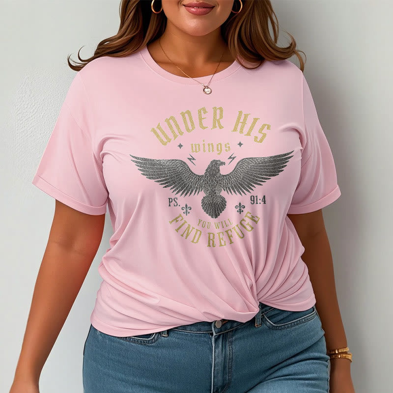 Christiandiscipleshop Modern Style Under His Wings You Will Find Refuge Short Sleeve Washed T-shirt
