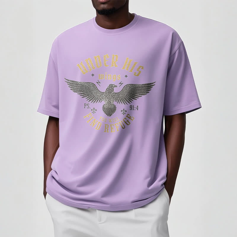 Christiandiscipleshop Modern Style Under His Wings You Will Find Refuge Short Sleeve Washed T-shirt