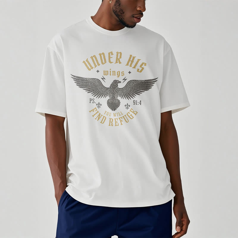 Christiandiscipleshop Modern Style Under His Wings You Will Find Refuge Short Sleeve Washed T-shirt