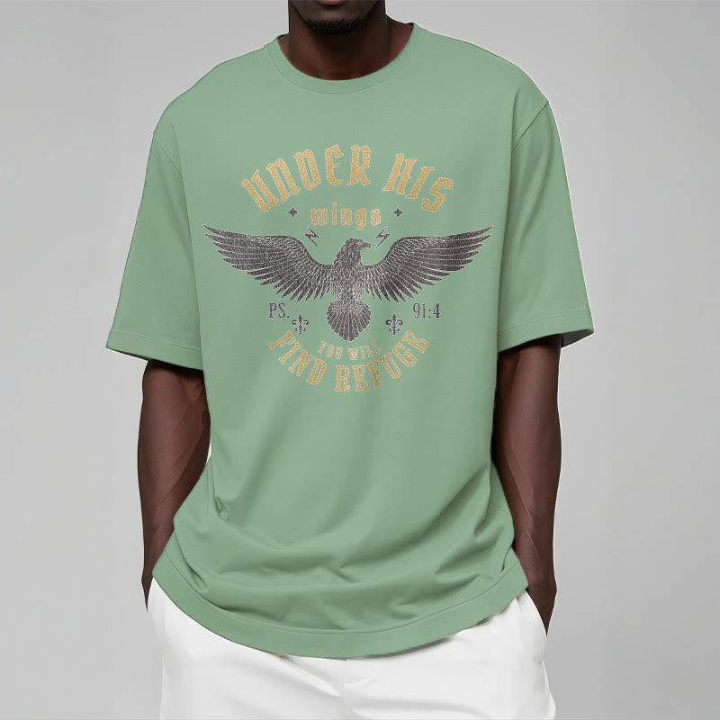 Christiandiscipleshop Modern Style Under His Wings You Will Find Refuge Short Sleeve Washed T-shirt