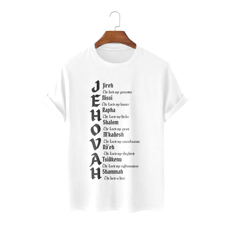 christiandiscipleshop Minimalist Style Names Of Jehovah Short Sleeve Washed T-shirt