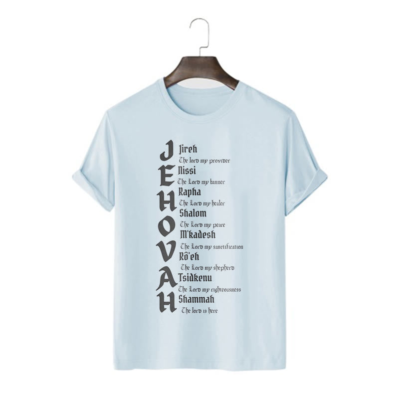 christiandiscipleshop Minimalist Style Names Of Jehovah Short Sleeve Washed T-shirt