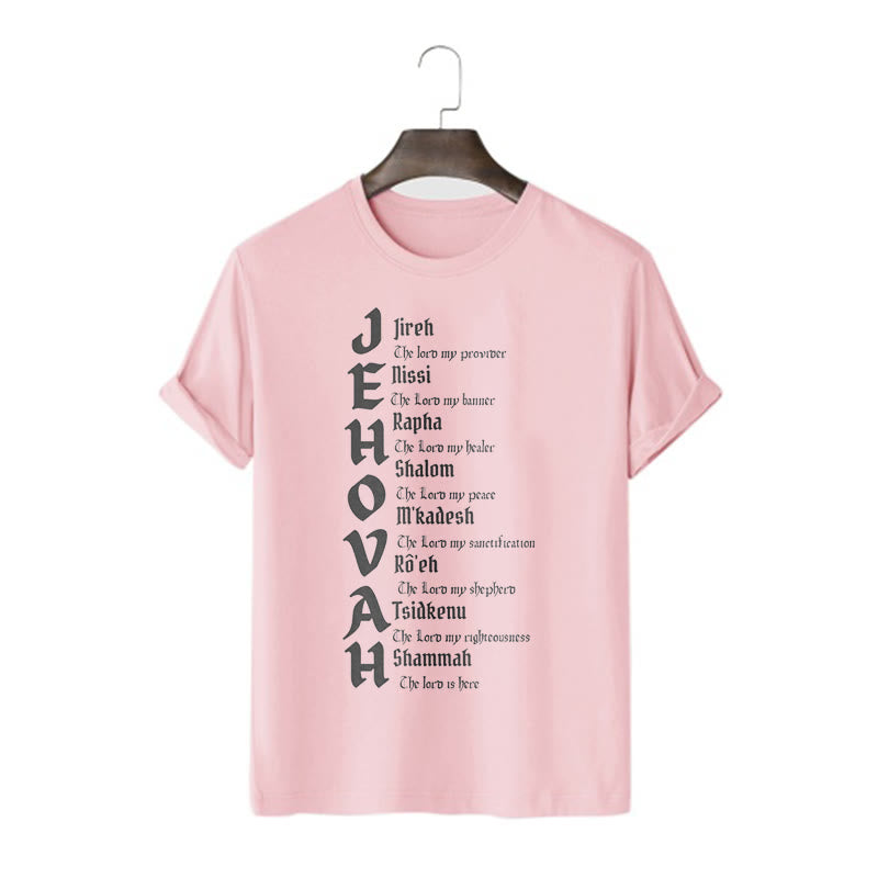 christiandiscipleshop Minimalist Style Names Of Jehovah Short Sleeve Washed T-shirt