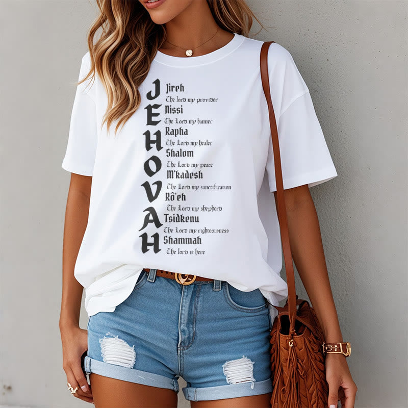 christiandiscipleshop Minimalist Style Names Of Jehovah Short Sleeve Washed T-shirt