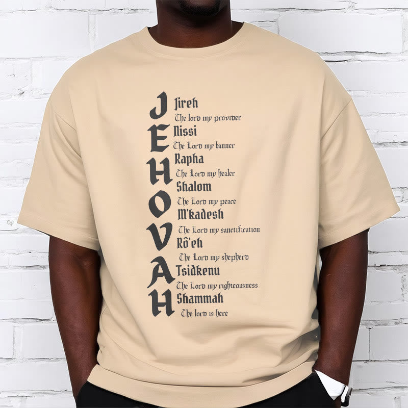 christiandiscipleshop Minimalist Style Names Of Jehovah Short Sleeve Washed T-shirt
