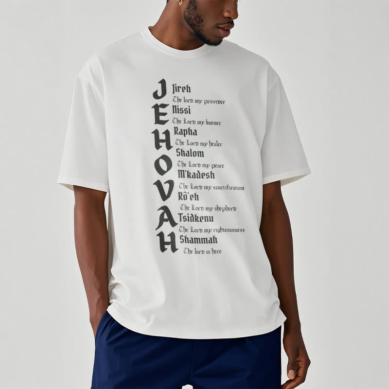 christiandiscipleshop Minimalist Style Names Of Jehovah Short Sleeve Washed T-shirt