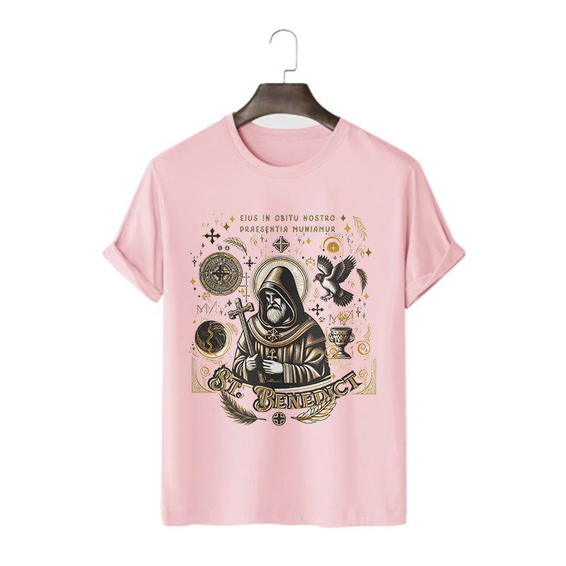 Christiandiscipleshop Classic Style St. Benedict Blessing Graphic Short Sleeve Washed T-shirt