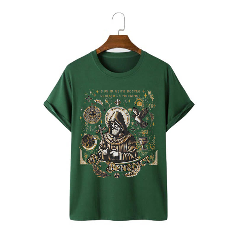 Christiandiscipleshop Classic Style St. Benedict Blessing Graphic Short Sleeve Washed T-shirt