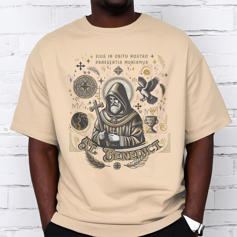 Christiandiscipleshop Classic Style St. Benedict Blessing Graphic Short Sleeve Washed T-shirt