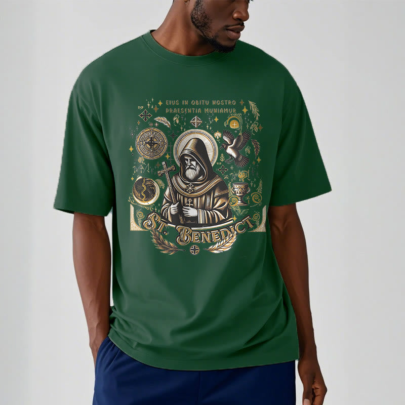 Christiandiscipleshop Classic Style St. Benedict Blessing Graphic Short Sleeve Washed T-shirt