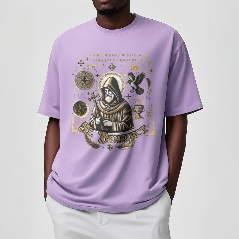 Christiandiscipleshop Classic Style St. Benedict Blessing Graphic Short Sleeve Washed T-shirt