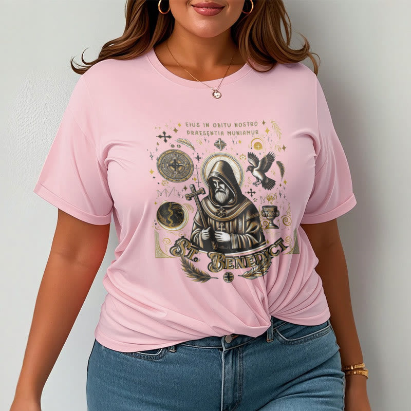 Christiandiscipleshop Classic Style St. Benedict Blessing Graphic Short Sleeve Washed T-shirt