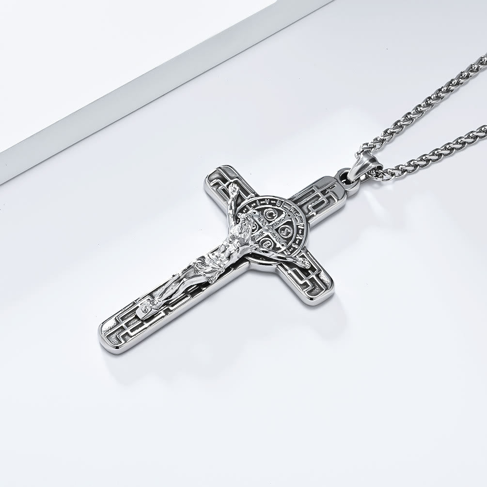 FREE Today: Classic Retro Style Crucifix St. Benedict Medal Protection Pendant Necklace