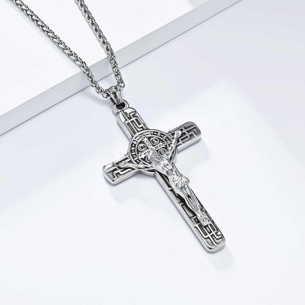 FREE Today: Classic Retro Style Crucifix St. Benedict Medal Protection Pendant Necklace