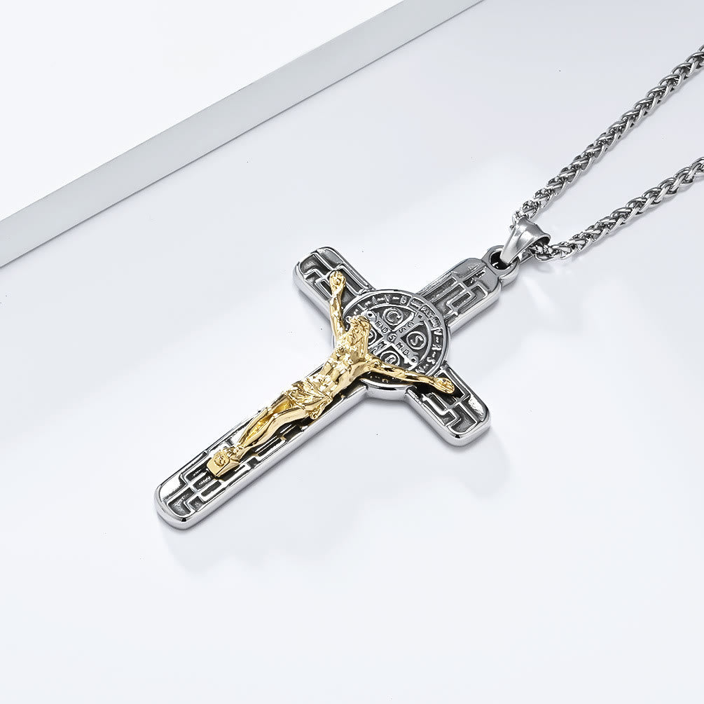 FREE Today: Classic Retro Style Crucifix St. Benedict Medal Protection Pendant Necklace