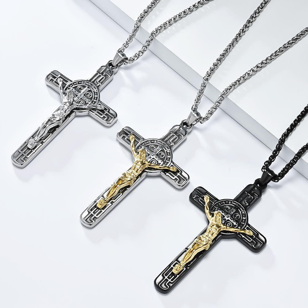 FREE Today: Classic Retro Style Crucifix St. Benedict Medal Protection Pendant Necklace