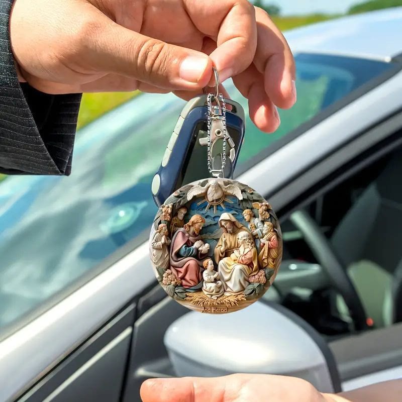 Christianartworkshop Klassische farbige Weihnachtskrippe aus Acryl, Weihnachtskrippe zum Aufhängen