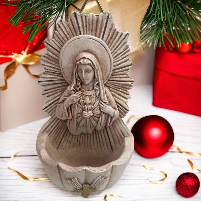 Christiandiscipleshop Retro Sculptural Style Immaculate Heart of Mary Resin Storage Box