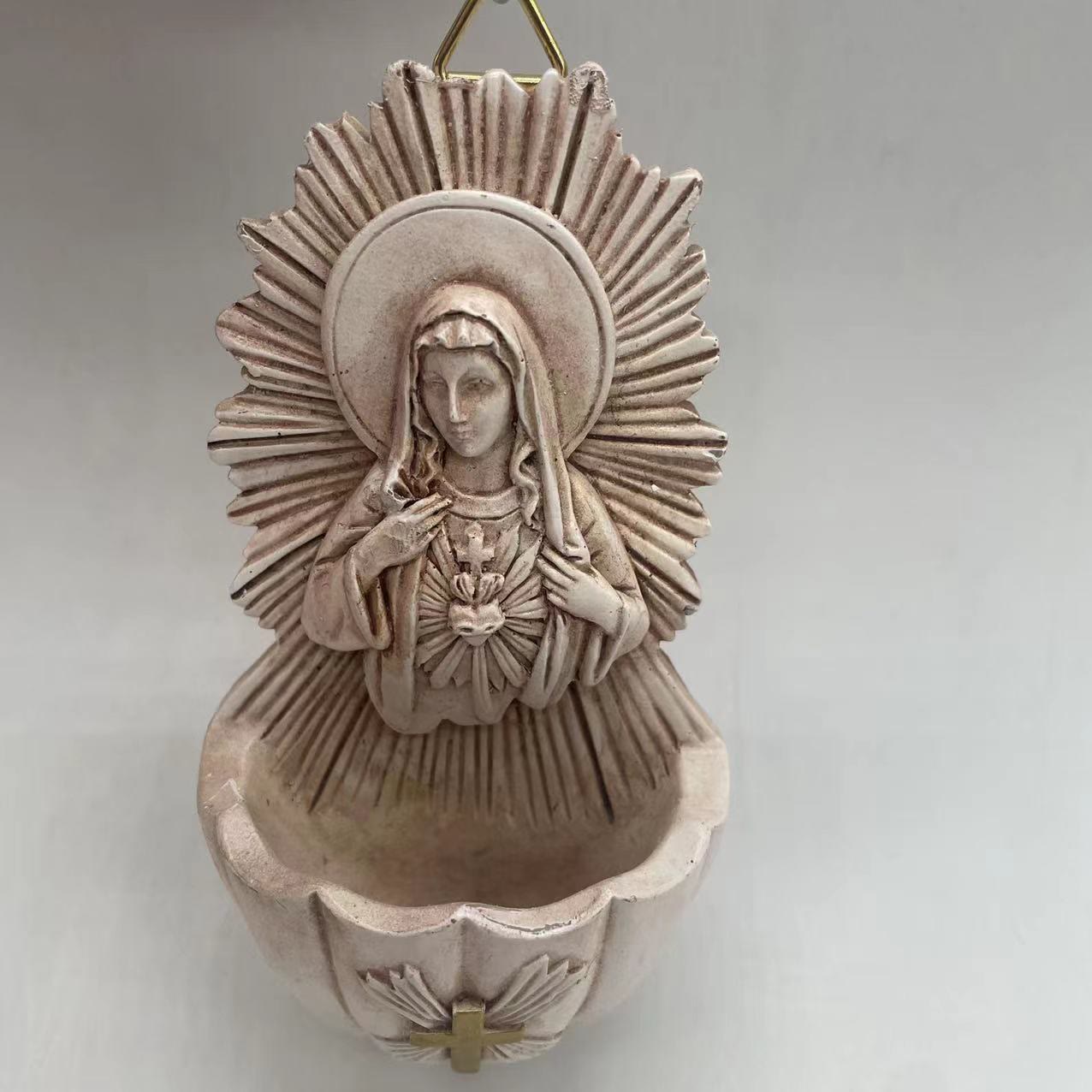Christiandiscipleshop Retro Sculptural Style Immaculate Heart of Mary Resin Storage Box