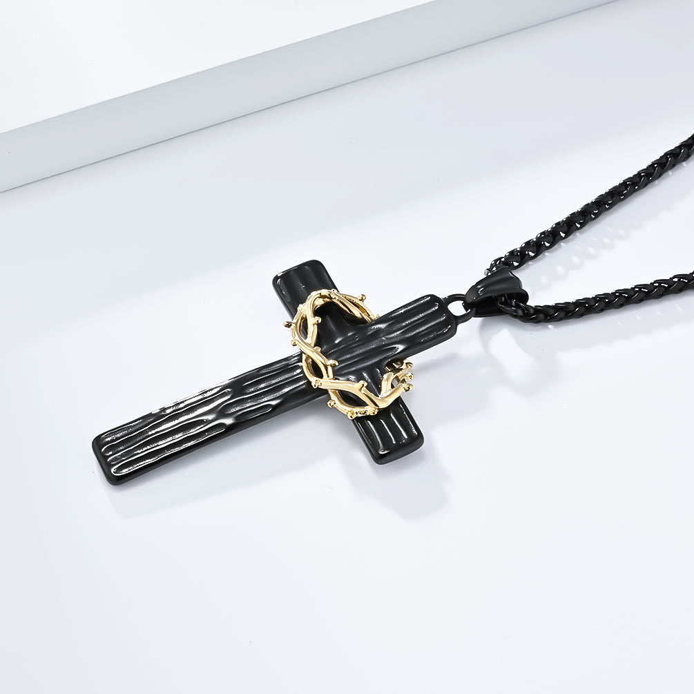 christiandiscipleshop Modern Style Jesus Crown Of Thorns Cross Sacred Protection Pendant Necklace