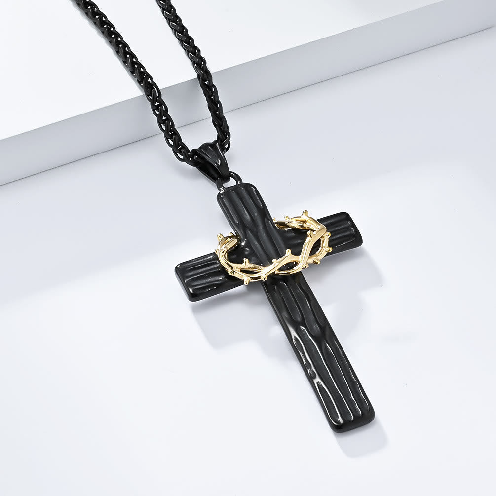 christiandiscipleshop Modern Style Jesus Crown Of Thorns Cross Sacred Protection Pendant Necklace