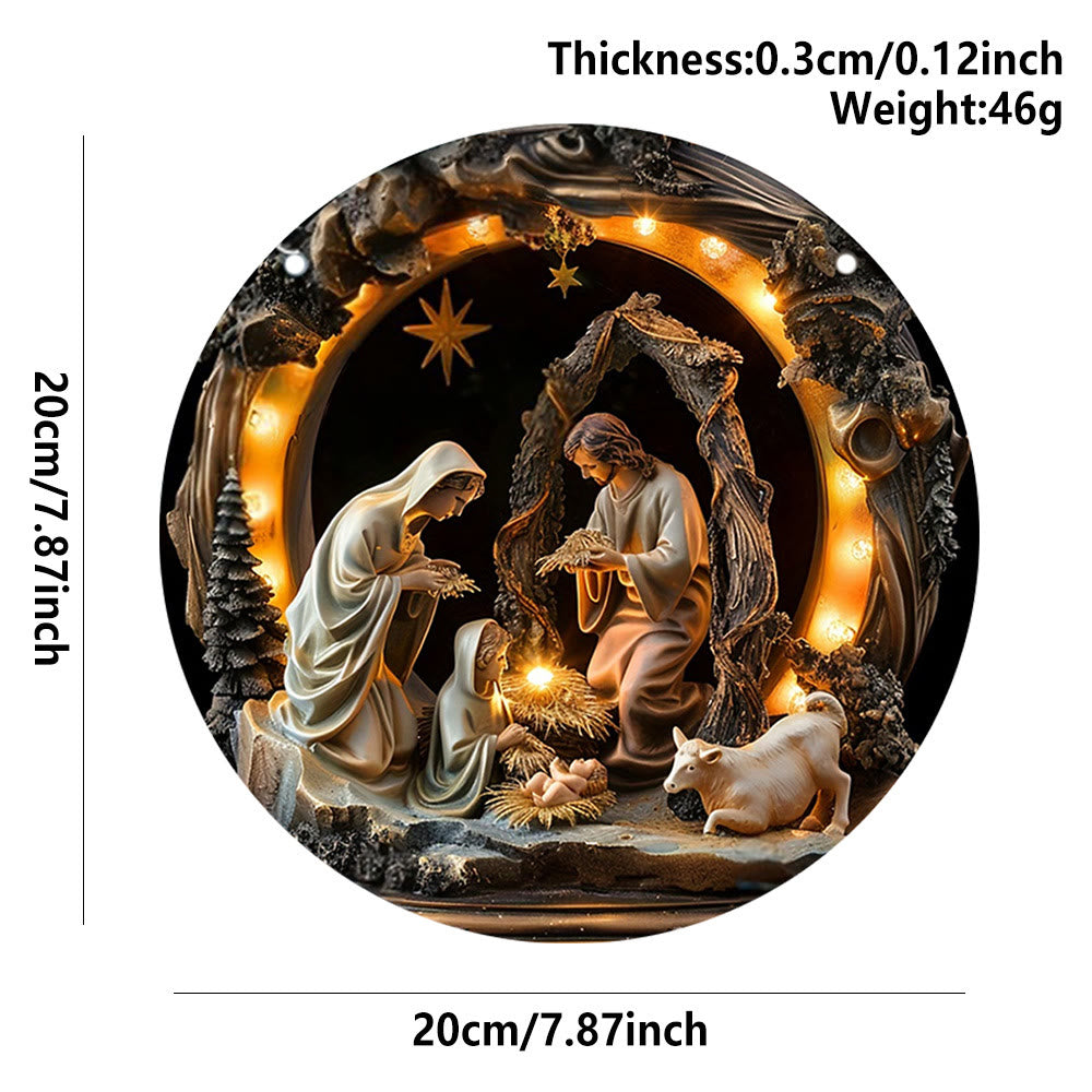 Christiandiscipleshop Realistic Style Nativity Scene Holy Night Wooden Christmas Nativity Hanging Ornaments