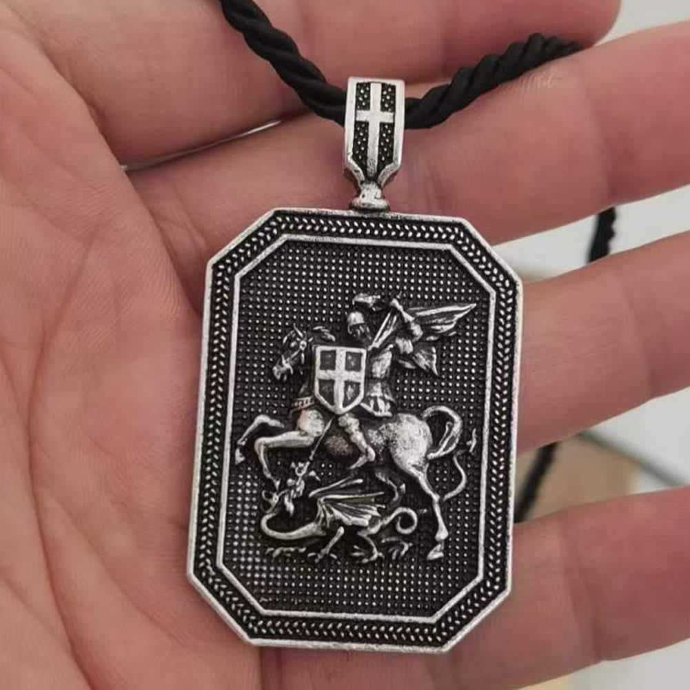 Christiandiscipleshop Classic Style Saint George and the Dragon Pendant Protection Prayer Necklace
