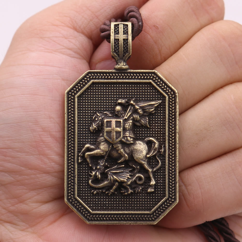 Christiandiscipleshop Classic Style Saint George and the Dragon Pendant Protection Prayer Necklace