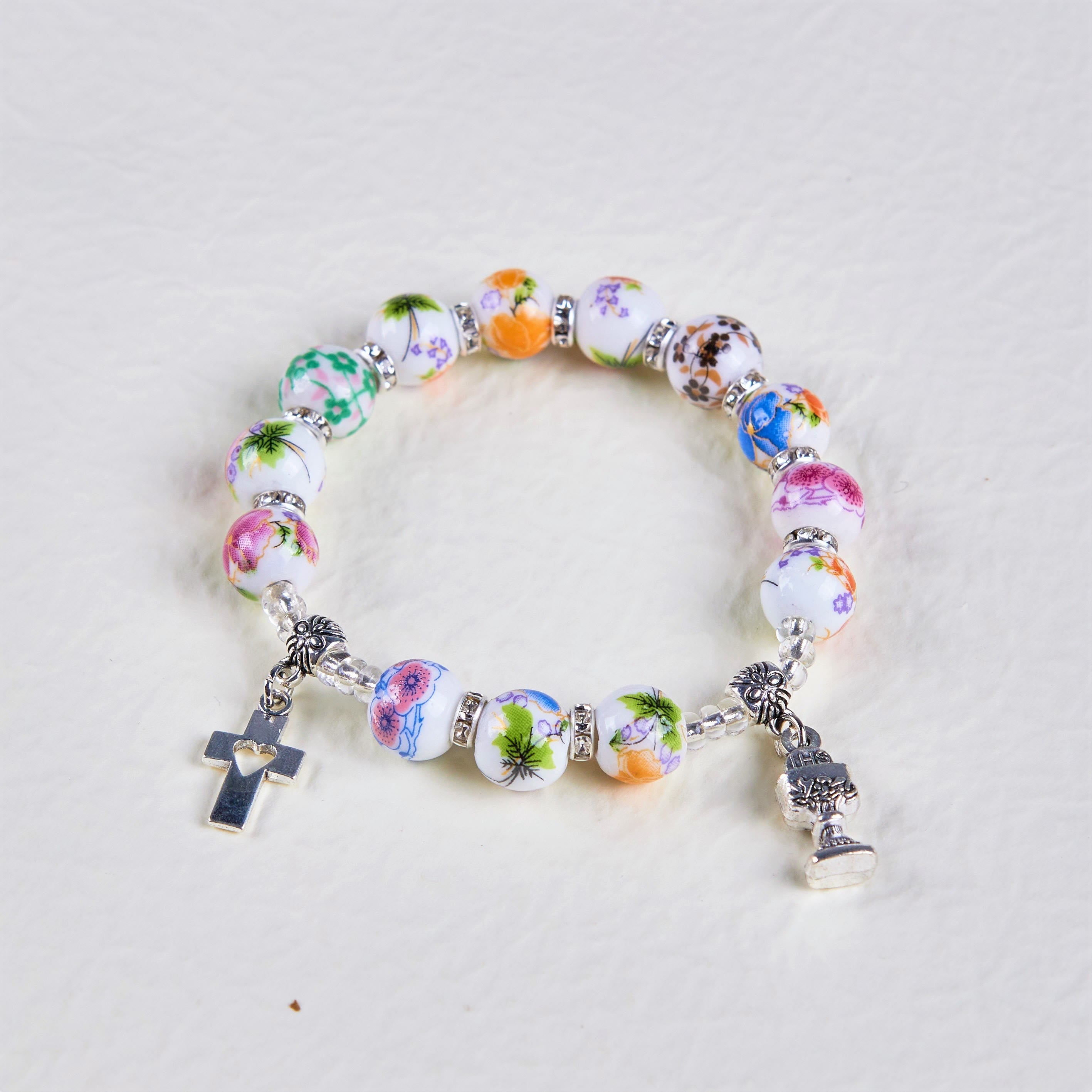 Christiandiscipleshop Colorful Style Ceramics Beads Holy Gail One Decade Bracelet