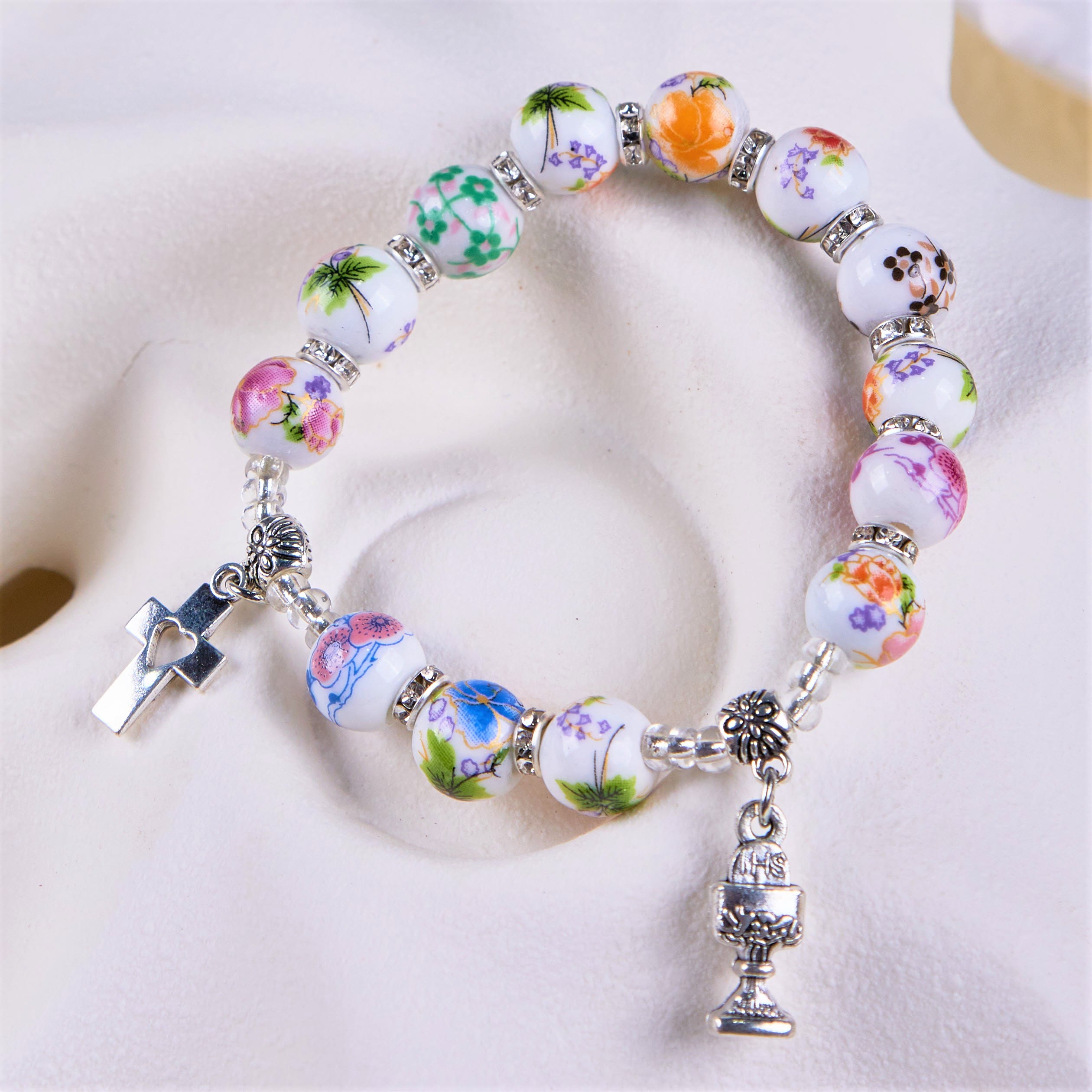 Christiandiscipleshop Colorful Style Ceramics Beads Holy Gail One Decade Bracelet