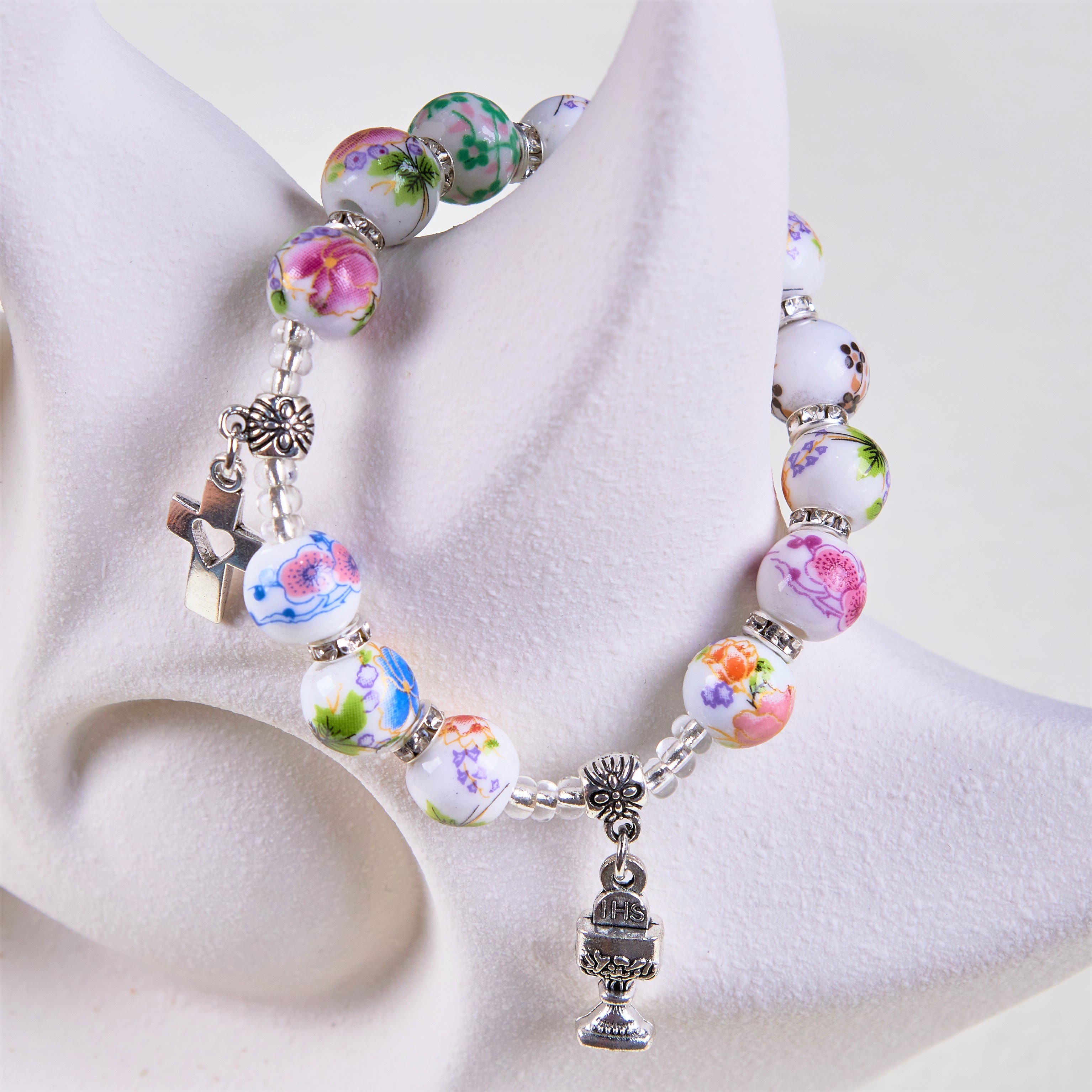 Christiandiscipleshop Colorful Style Ceramics Beads Holy Gail One Decade Bracelet