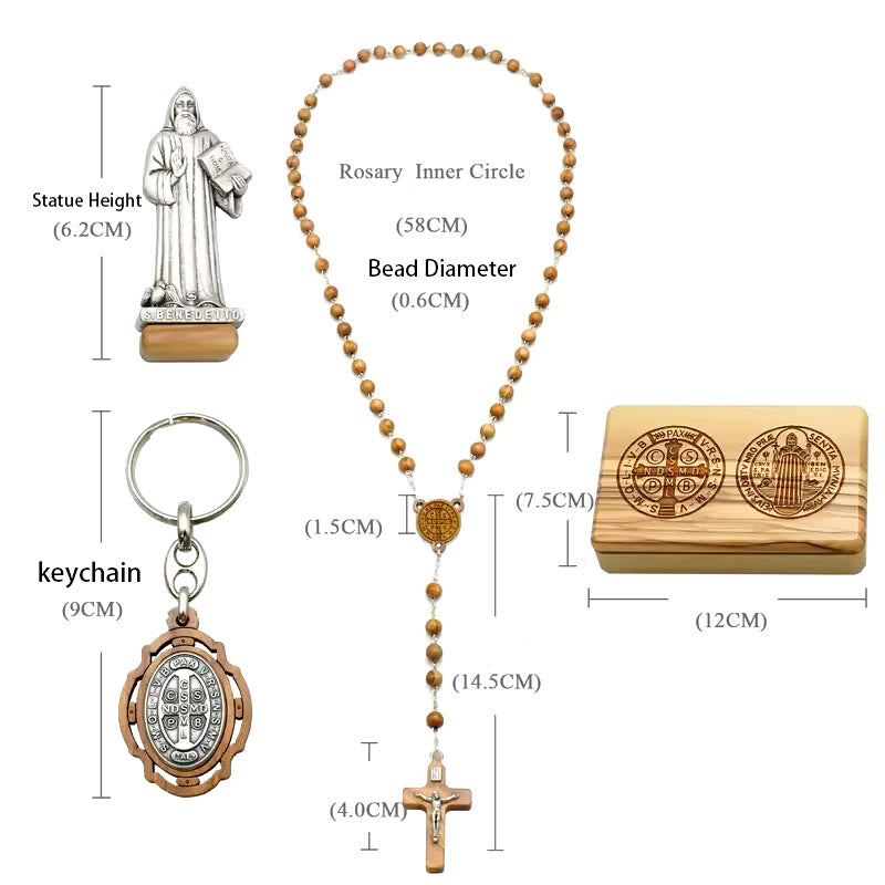 Christiandiscipleshop Classic Style Devotional St. Benedict Olive Wood Rosary Set