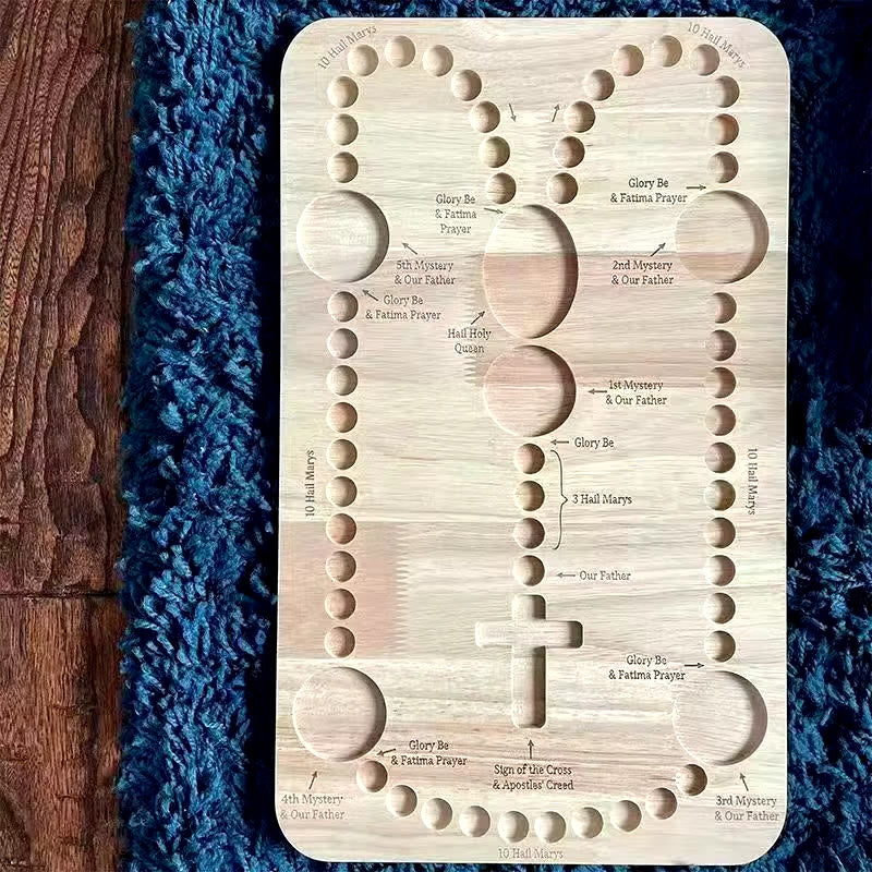 Christiandiscipleshop Early Education Learning Mystery & Our Father Prayer Card Wooden Rosary Board Set