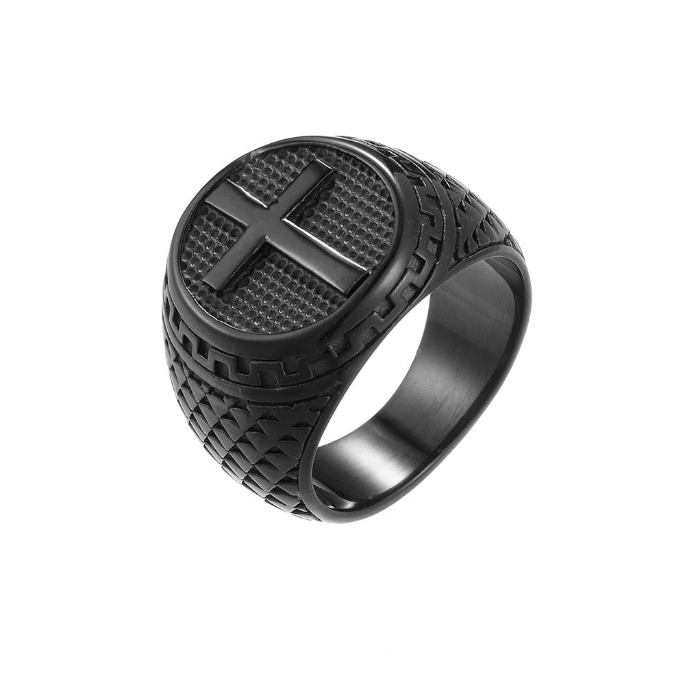 Christiandiscipleshop Crafted Classic Style Cross Sacred Protection Stainless Steel Ring