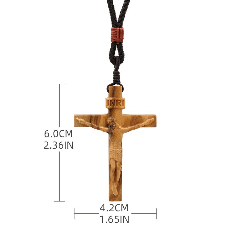 christiandiscipleshop Jesus Crucifix Wooden Necklace