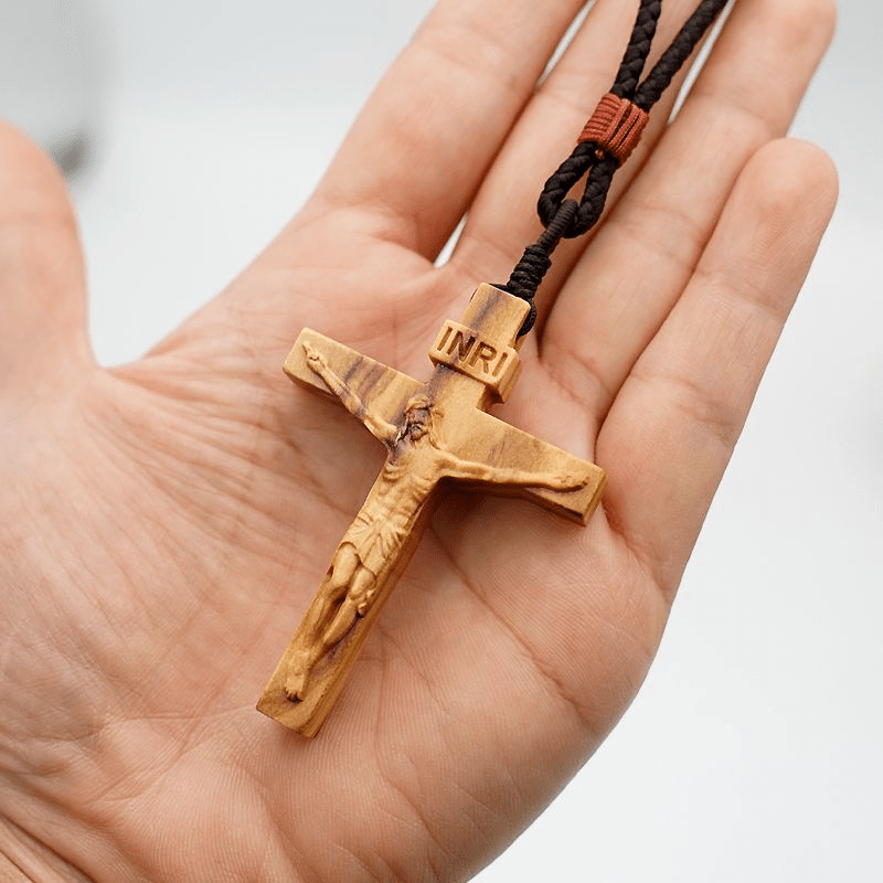 christiandiscipleshop Jesus Crucifix Wooden Necklace