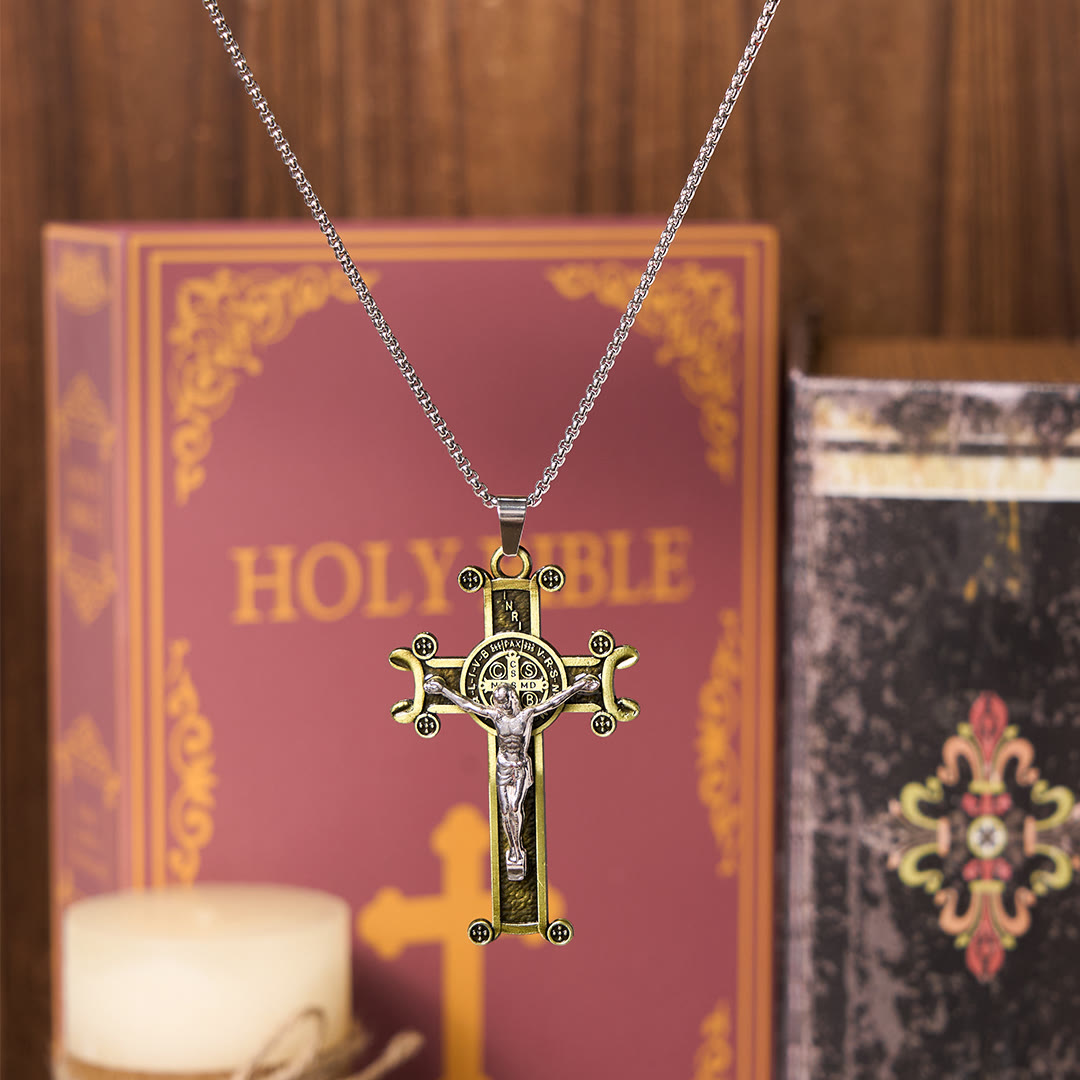 Christiandiscipleshop Classic Style St. Benedict Cross Pendant Exquisite Protective Amulet Necklace
