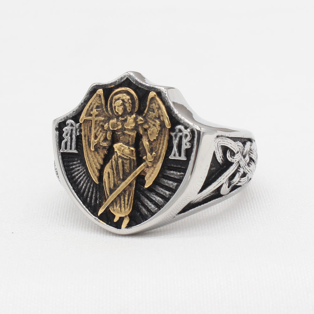 Christiandiscipleshop Retro Style St. Michael Guardian Angel Protection & Strength Ring