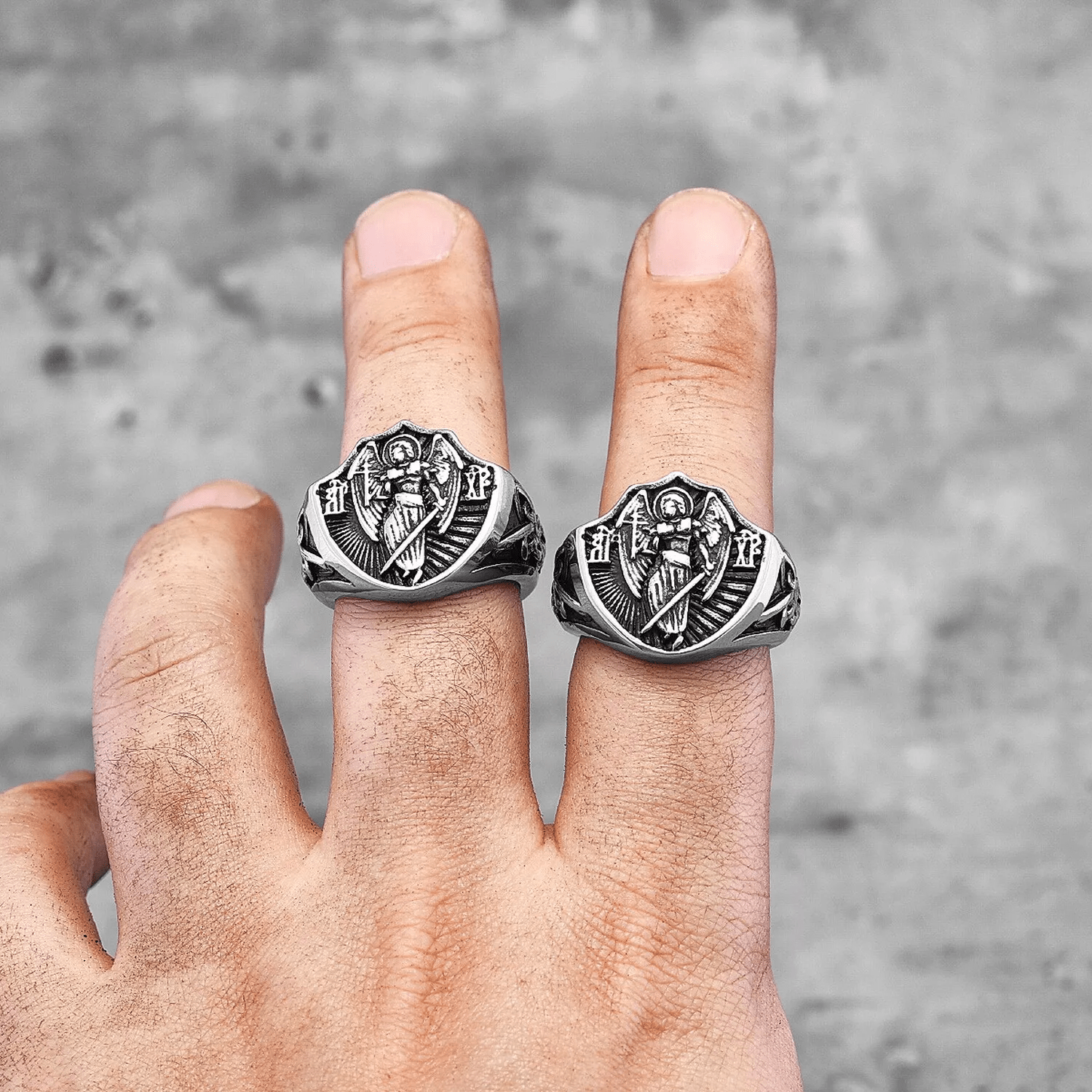 Christiandiscipleshop Retro Style St. Michael Guardian Angel Protection & Strength Ring