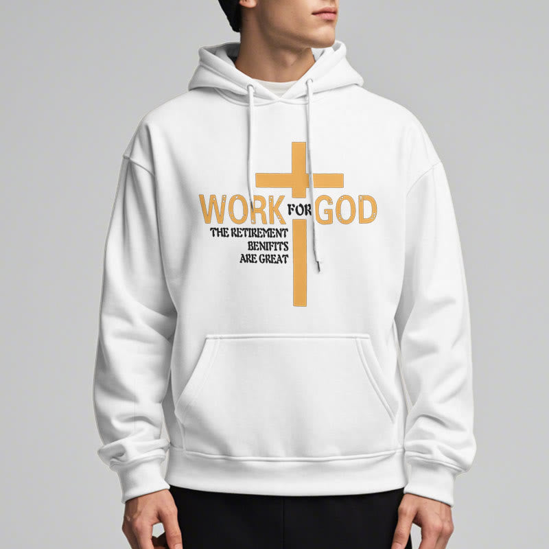 Christiandiscipleshop Classic Style Cross Work For God Fleece Lined Polyester Hoodie