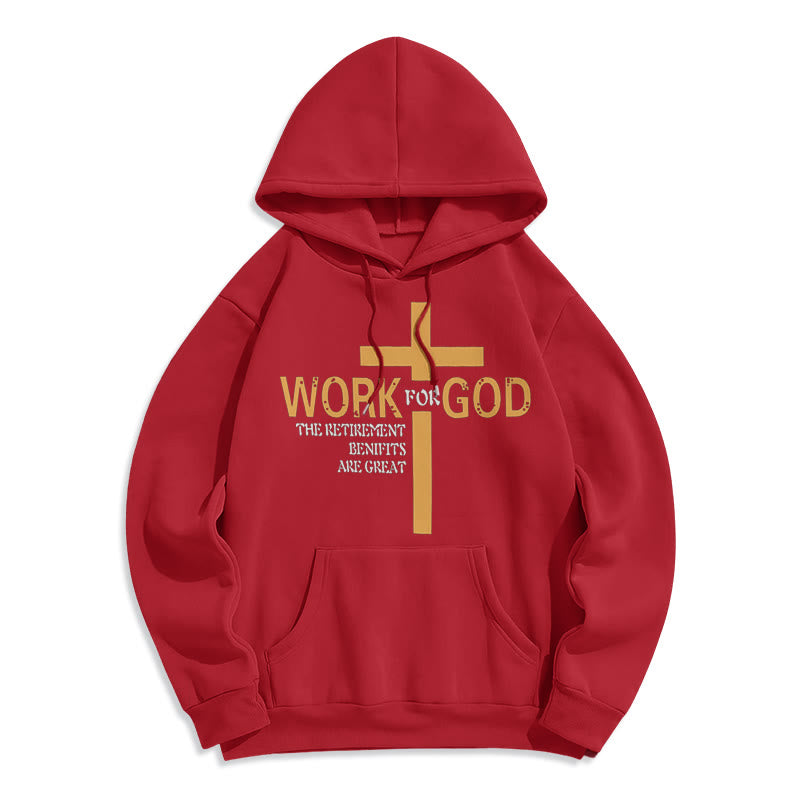 Christiandiscipleshop Classic Style Cross Work For God Fleece Lined Polyester Hoodie