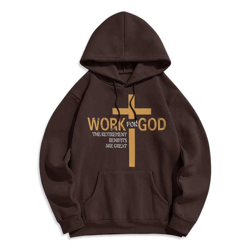 Christiandiscipleshop Classic Style Cross Work For God Fleece Lined Polyester Hoodie